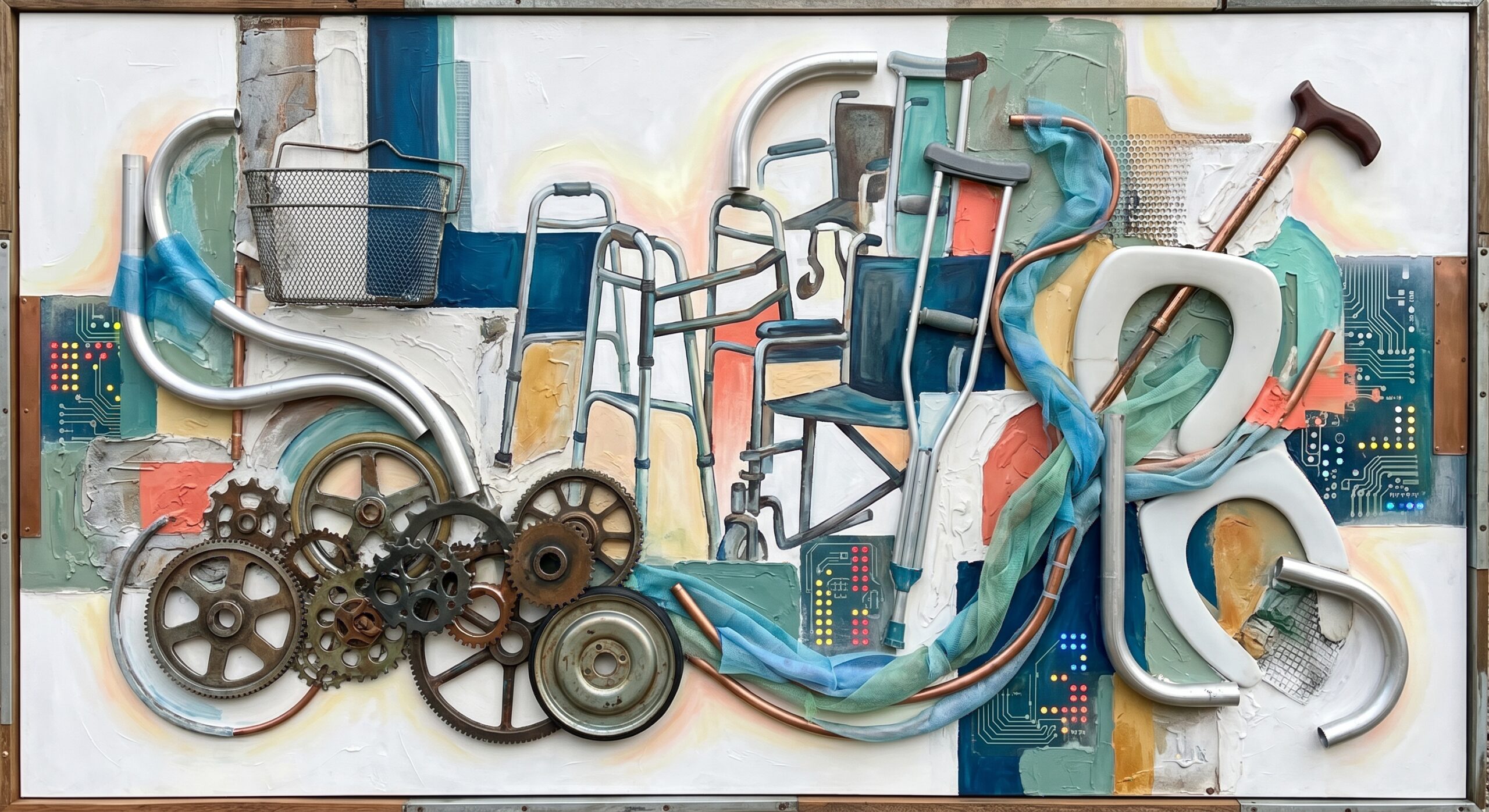 Mixed-media artwork of medical equipment